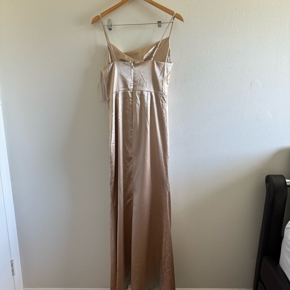 NWT Birdy Grey Lydia Shiny Satin Maxi Dress Gown Size Small - Picture 5 of 14